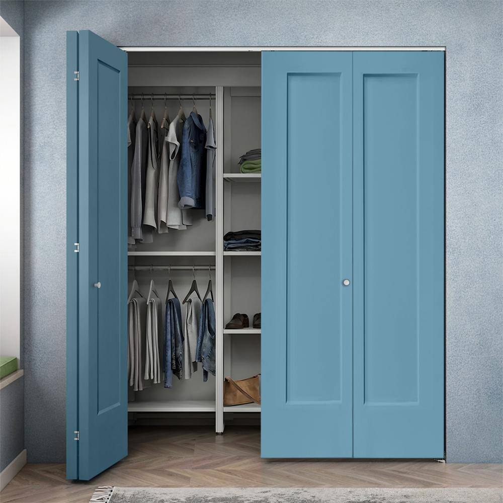 Dignity Blue Painted MDF Composite Double Bi-Fold Door with Hardware Kit