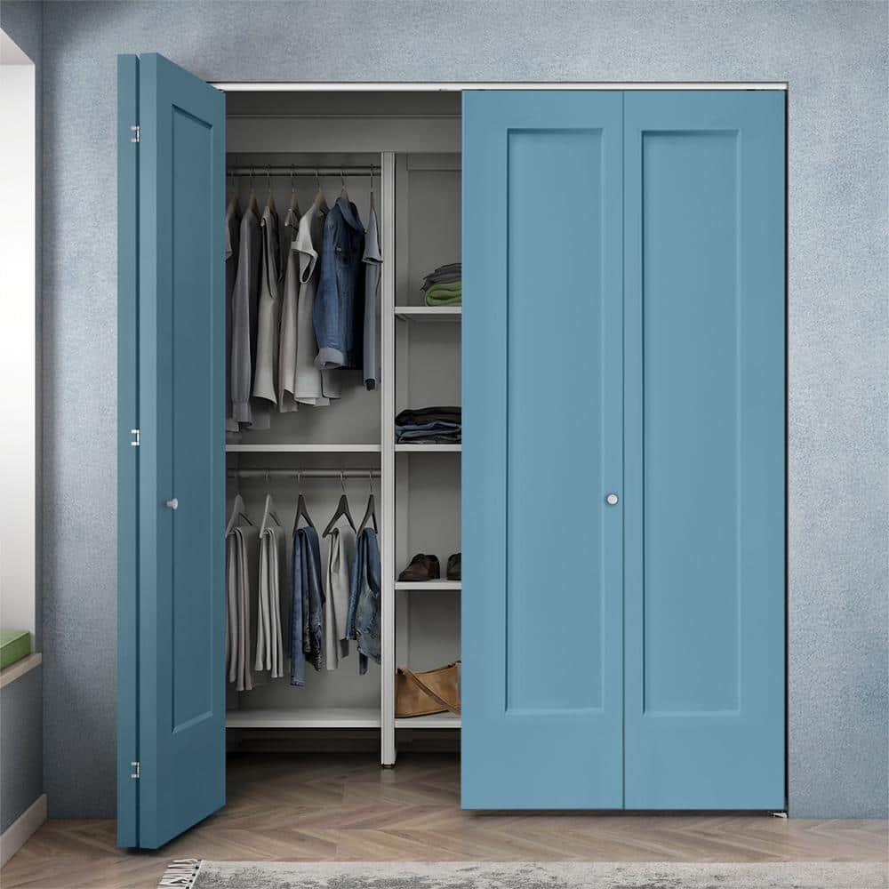 Dignity Blue Painted MDF Composite Bi-Fold Double Closet Door