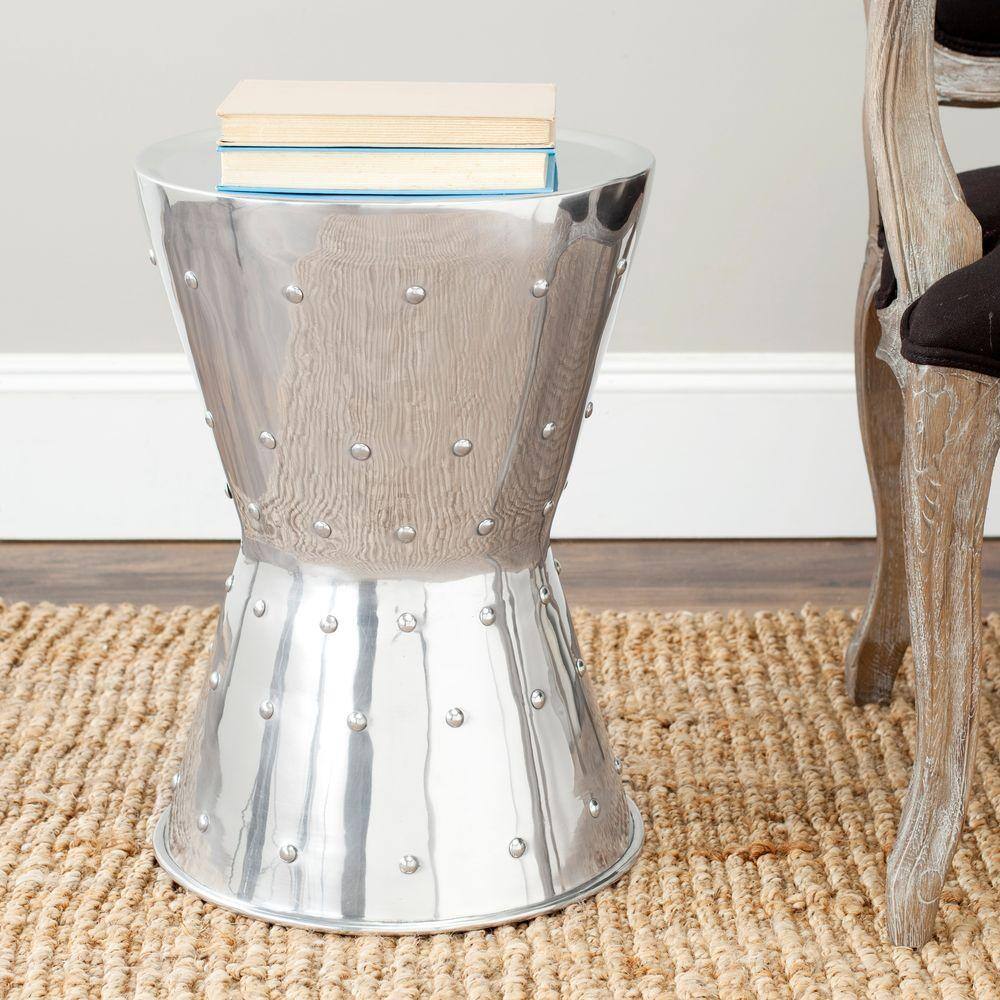 Silver Rivet Aluminum Hourglass Stool