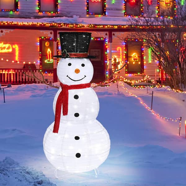 Karl home 47 in. White Christmas Snowman Decor with Lights