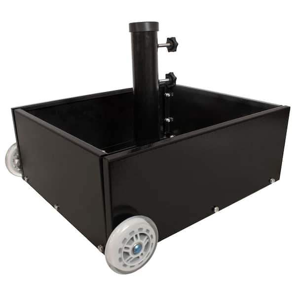 Sunnydaze Outdoor 14.8 lb. Patio Umbrella Base with Fillable Planter and Wheels in Black