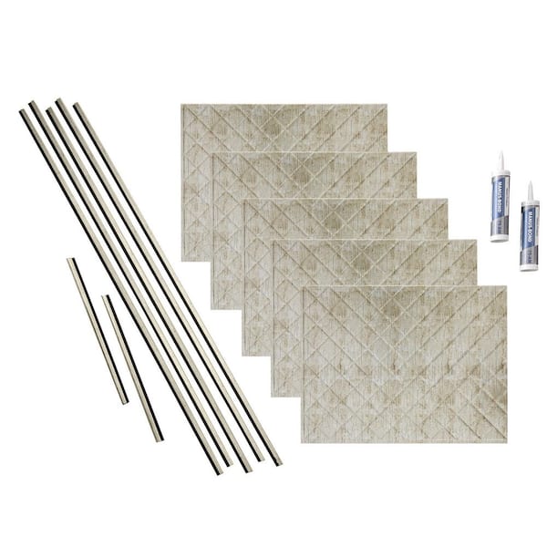Fasade Quilted 18 in. x 24 in. Vintage Metal Vinyl Decorative Wall Tile Backsplash 15 sq. ft. Kit