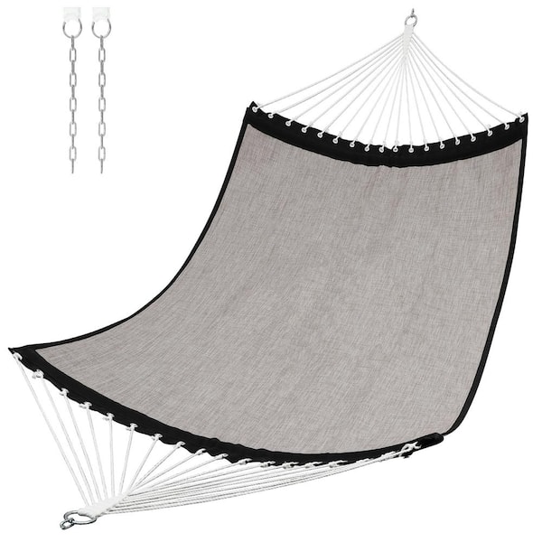 Unbranded 11 ft. Quilted Double 2-Person Olefin Portable Hammock with Curved Spreader Bars, Mocha