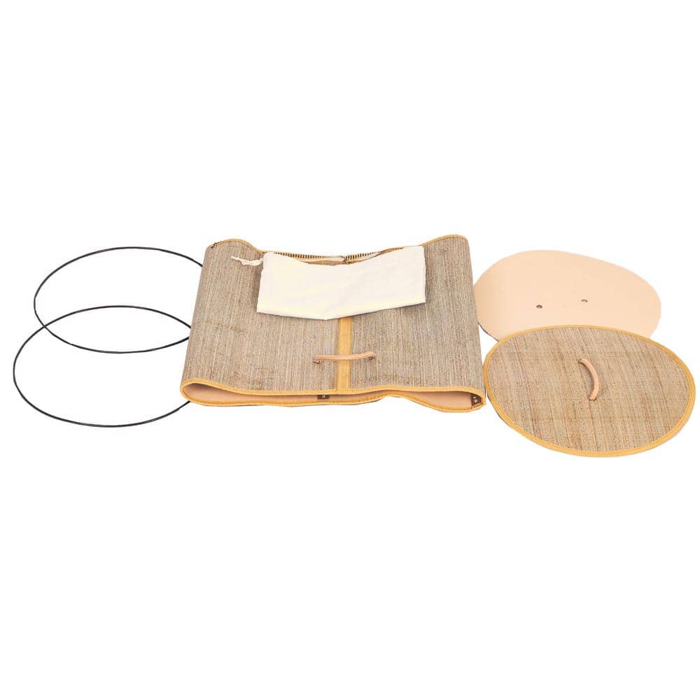 Round Natural Mendong Collapsible Laundry Hamper with Lid and Handles