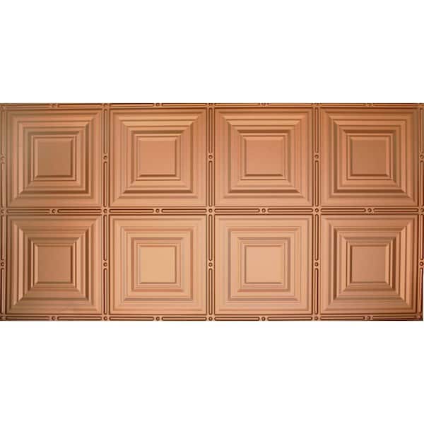 Global Specialty Products Dimensions 2 ft. x 4 ft. Glue Up Tin Ceiling Tile in Metallic Copper