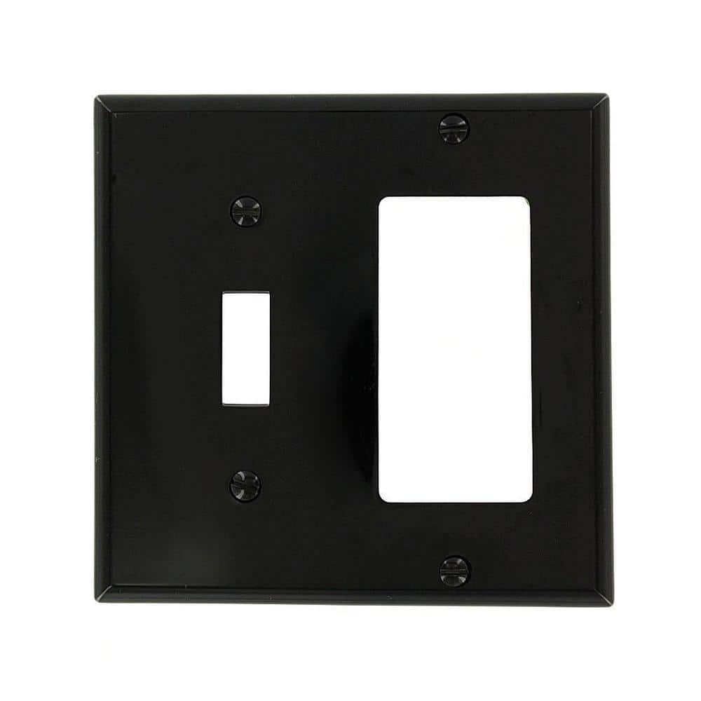 Leviton Black 2-Gang 1-Toggle/1-Decorator/Rocker Wall Plate (1-Pack) 80707-E  The Home Depot