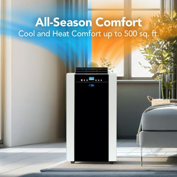 9,200 (DOE) BTU Portable Air Conditioner Cools 500 Sq. Ft. with Heater, Dehumidifier, and Remote in Black