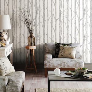 Cameron Off-White Trees Paper Strippable Wallpaper (Covers 57.8 sq. ft.)