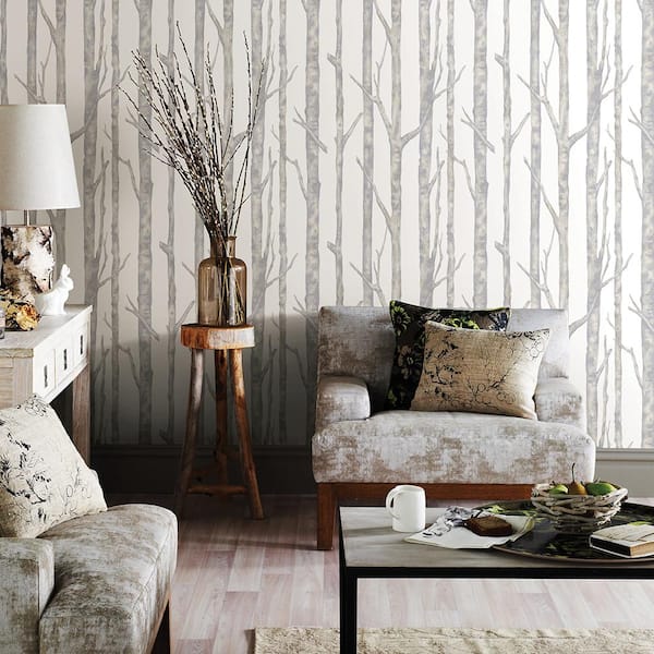 Cameron Off-White Trees Paper Strippable Wallpaper (Covers 57.8 sq. ft.)