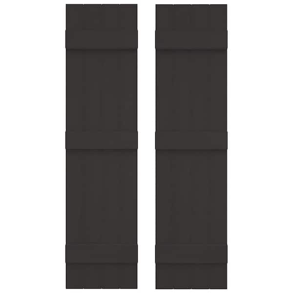 Builders Edge 14 in. W x 59 in. H Vinyl Exterior Joined Board and Batten Shutters Pair in Musket Brown