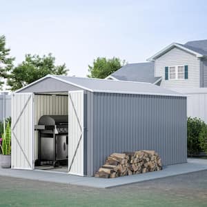 8 ft. W x 12 ft. D Outdoor Metal Storage Shed 88.5 sq. ft. Gray