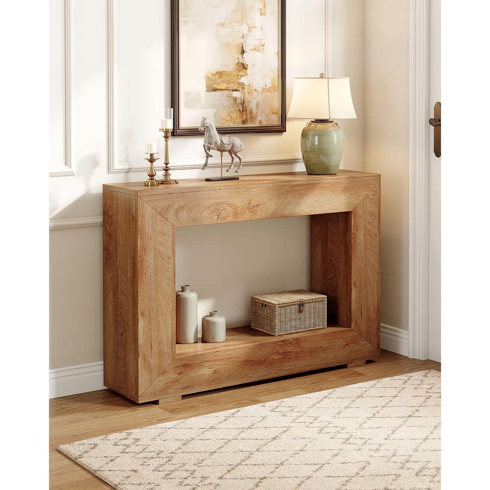 Rustic Wood Grain 47" Console Table with Storage