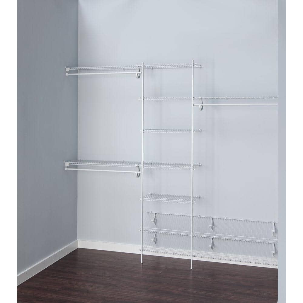 White Ventilated Steel 5ft to 8ft Closet Organizer Kit