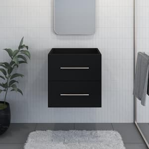 Napa 24 in. W x 22 in. D Single Sink Bathroom Vanity Wall Mounted in Matte Black with Carrera Marble Countertop