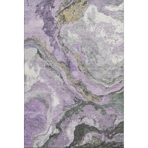Mayfield Premium Machine Washable Abstract AMF1908 Lavender 10 ft. x 14 ft. Area Rug