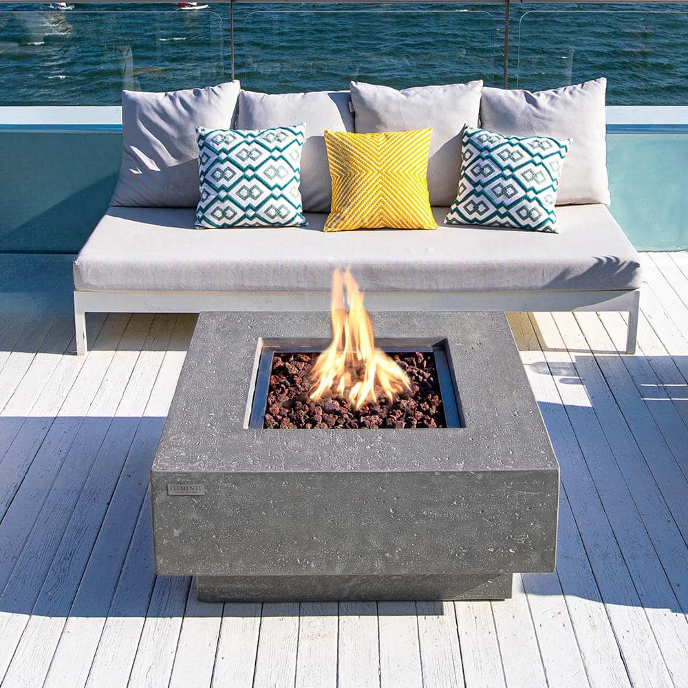 Manhattan Outdoor Fire Pit 36 in. x 36 in. Square Concrete Natural Gas Fire Table with Lava Rocks and Cover price history on PriceWatchPro