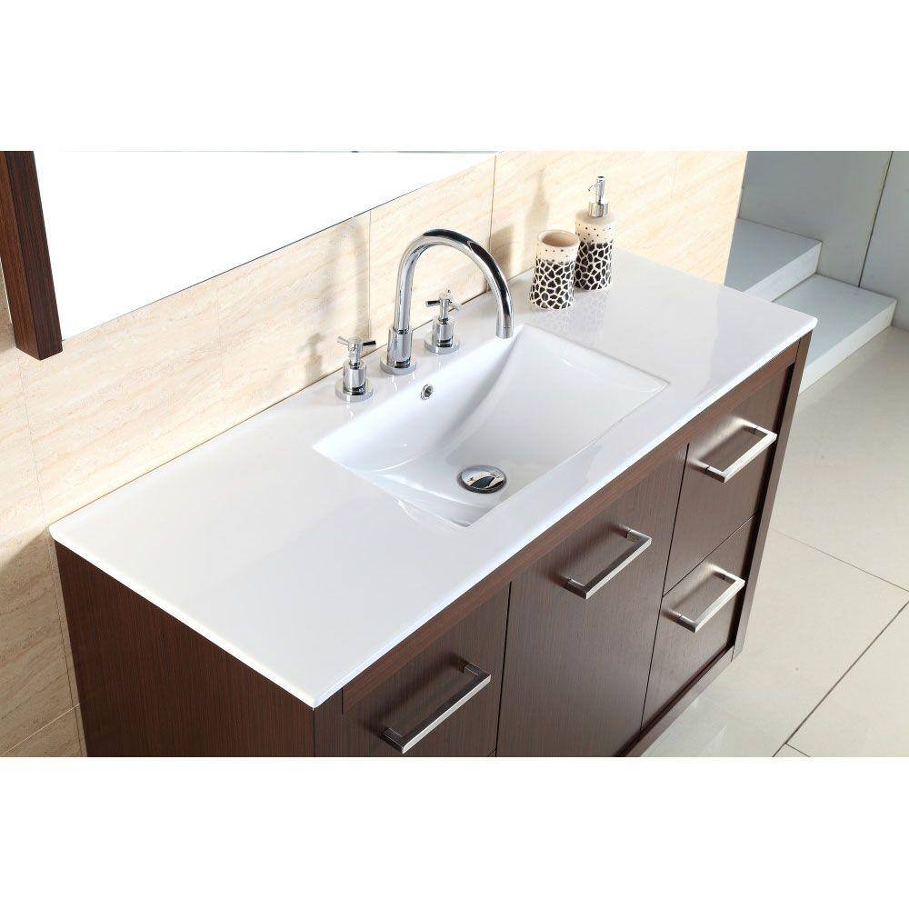 Wenge 48'' Single Freestanding Bathroom Vanity with Ceramic Top