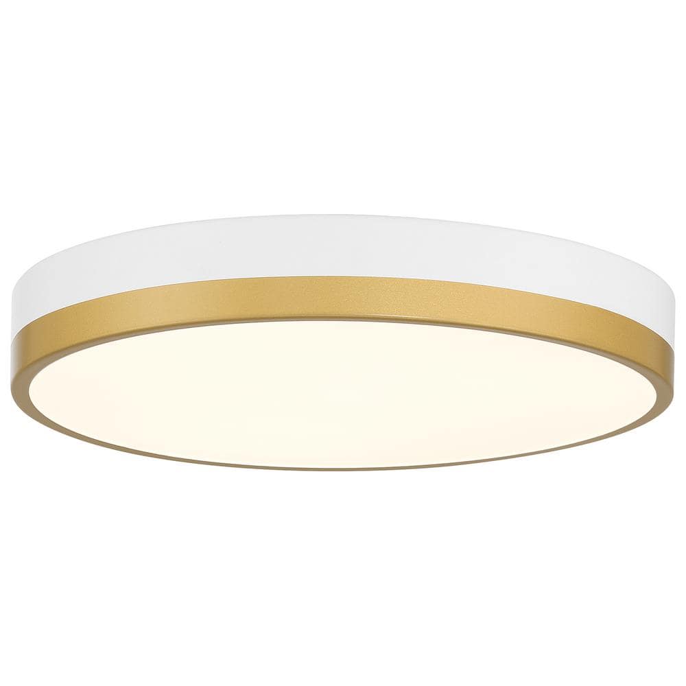 Coco 15 in. 30-Watt White Integrated LED Flush Mount with White Acrylic Sha