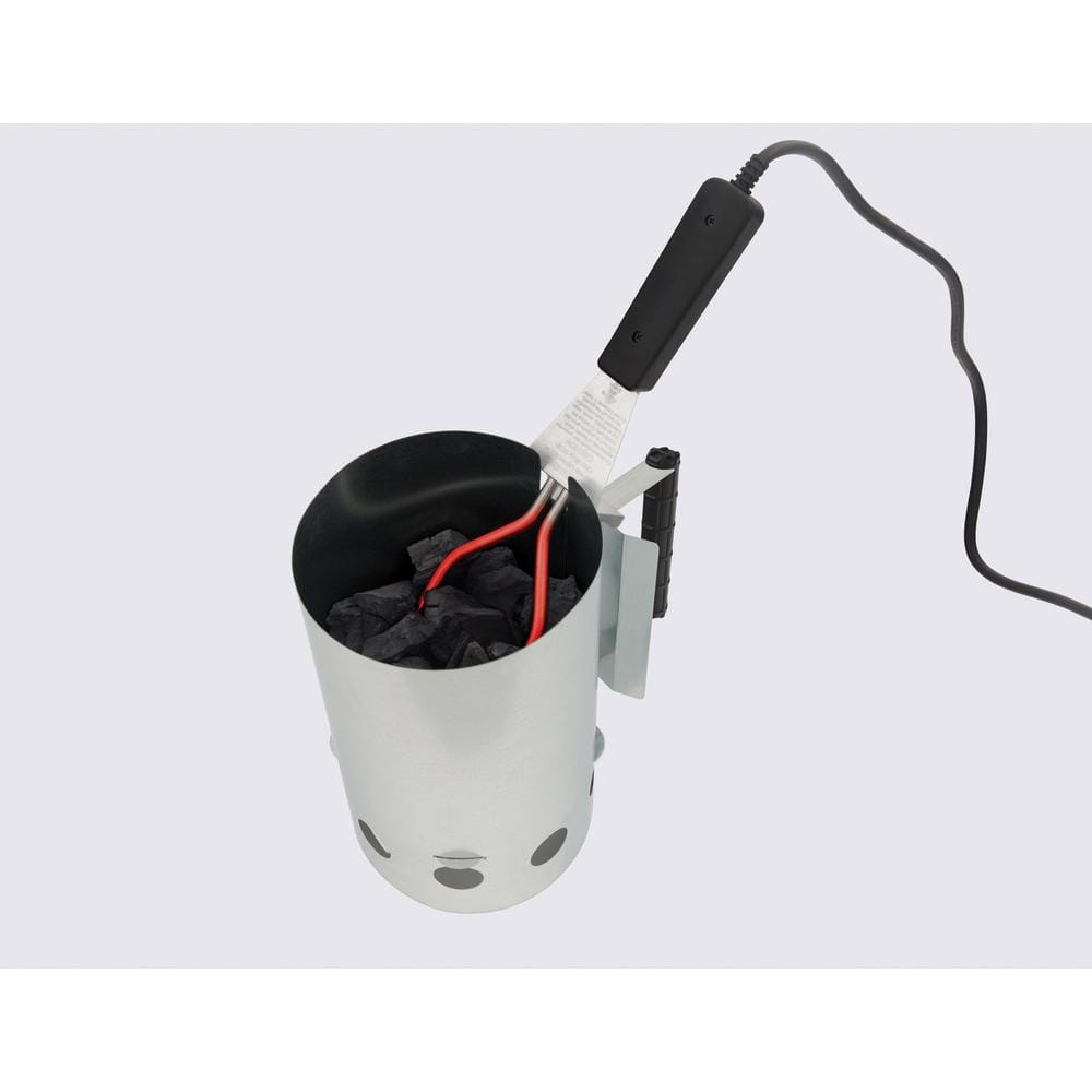 GrillPro Silver Metal Charcoal Chimney Starter with Black Handle