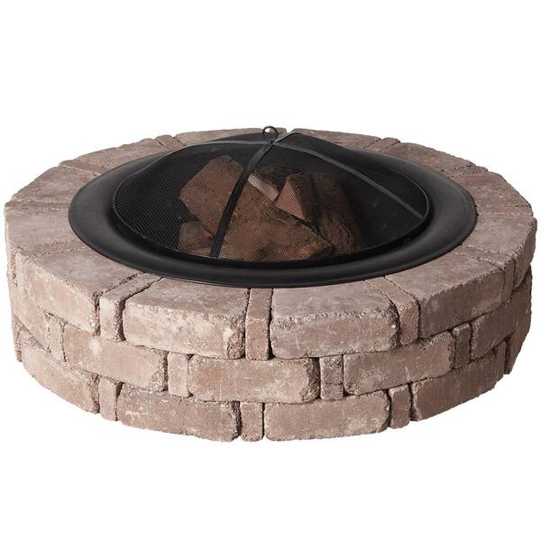 Pavestone RumbleStone 46 in. x 10.5 in. Round Concrete Fire Pit Kit No. 1 in. Cafe