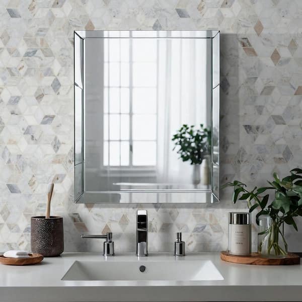 Arabescato Carrara Venato Cube 12 in. x 12 in. Mixed Marble Mesh-Mounted Mosaic Floor and Wall Tile (9.8 sq. ft./Case)