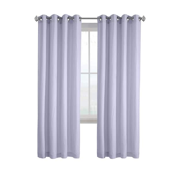 Habitat Harmony Lavender Polyester Crinkle Textured 52 in. W x 63 in. L Grommet Indoor Light Filtering Curtain (Single Panel)