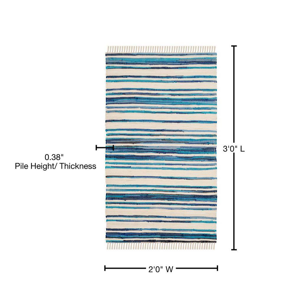 Ivory & Blue Handwoven Stripe Accent Rug - 2' x 3'
