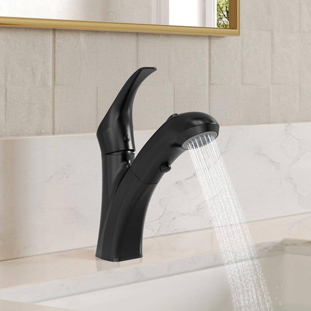 2-Spray Single-Handle Single-Hole Pull Out Sprayer Bathroom Sink Faucet with Drain Included in Matte Black 2-Pack price history on PriceWatchPro