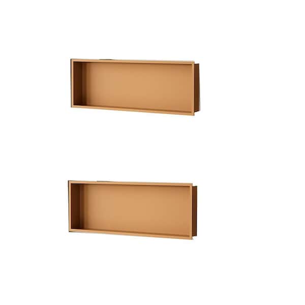36 in. W x 12 in. H x 4 in. D Stainless Steel Shower Niche Single Layer Recessed Shower Shelf Gold (Pack of 2)