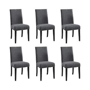 New Classic Furniture Crispin Granite Gray Polyester Fabric Dining Side Chair with Nailhead Trim (Set of 6)