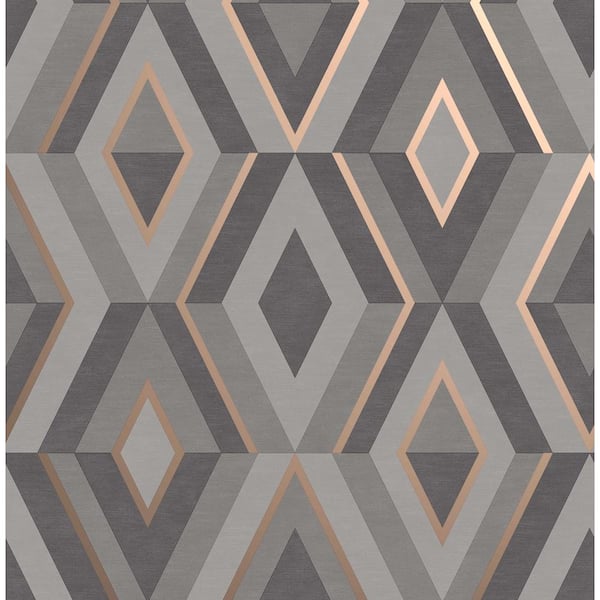 Fine Decor Shard Charcoal Geometric 20.5 in. x 33 ft. Unpasted Peelable Paper Wallaper