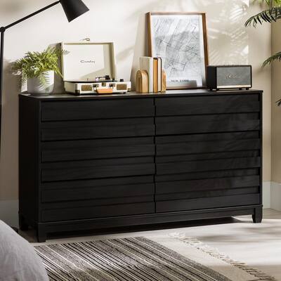 Black Dressers Bedroom Furniture, Black Wood Grain Kepner 6 Drawer Double Dresser Instructions