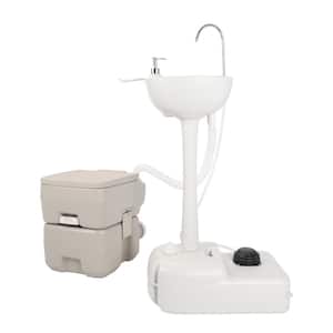 Portable 19 l White Outdoor Sink Hand Wash Basin with Toilet