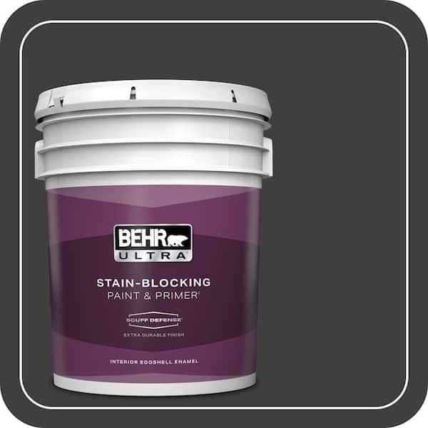 BEHR ULTRA 5 gal. Black Extra Durable Eggshell Enamel Interior Paint & Primer