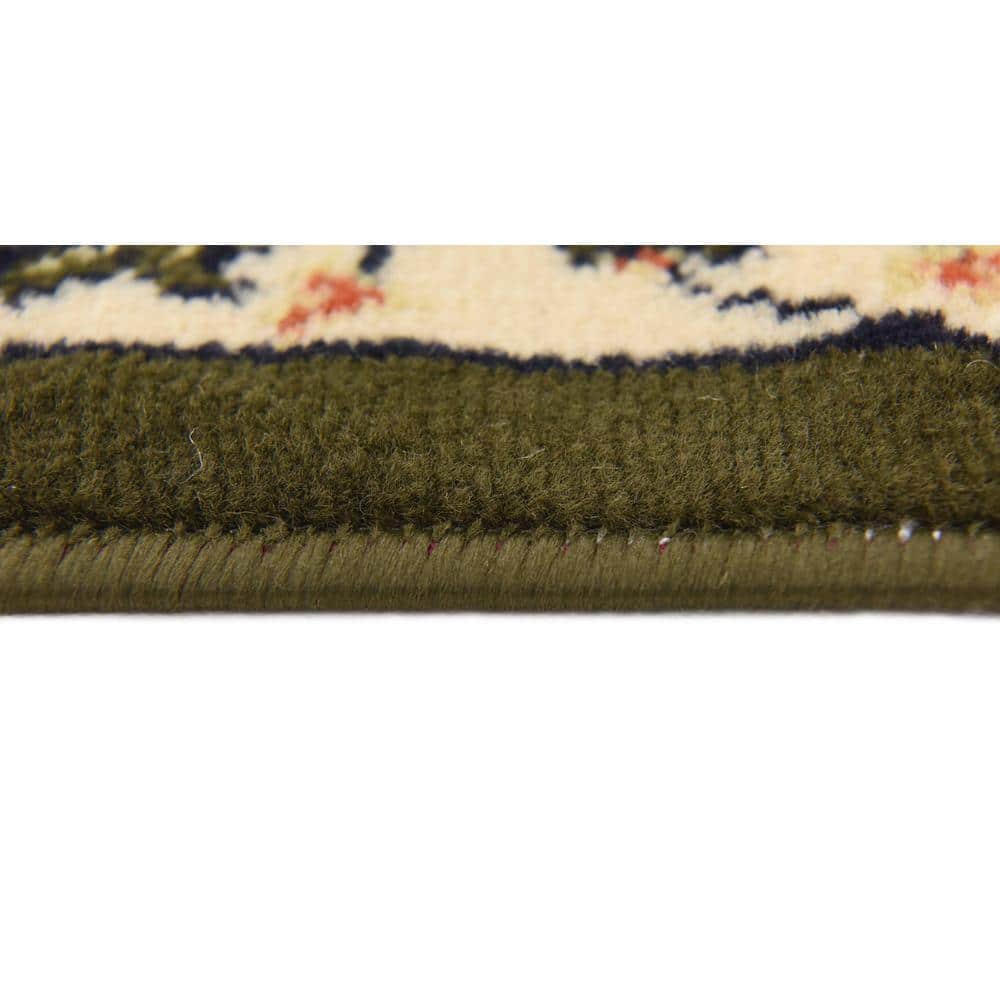 Elegant Espahan Green Rectangular Easy-Care Synthetic Rug