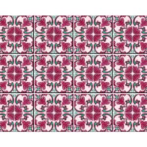Rosa Pink Lea 4 in. x 4 in. Vinyl Peel and Stick Removable Tile Stickers (2.64sq.ft./pack)