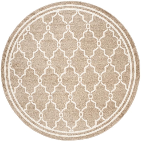SAFAVIEH Amherst Wheat/Beige 7 ft. x 7 ft. Round Diamond Geometric Area Rug