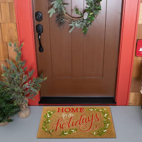 Holiday Printed Coir Doormat Christmas Welcome Mat, Outdoor/Indoor Rug Durable, Winter Wonderland 18 inchx28 inch-Home Sweet Home Snowman, Size: 18 x
