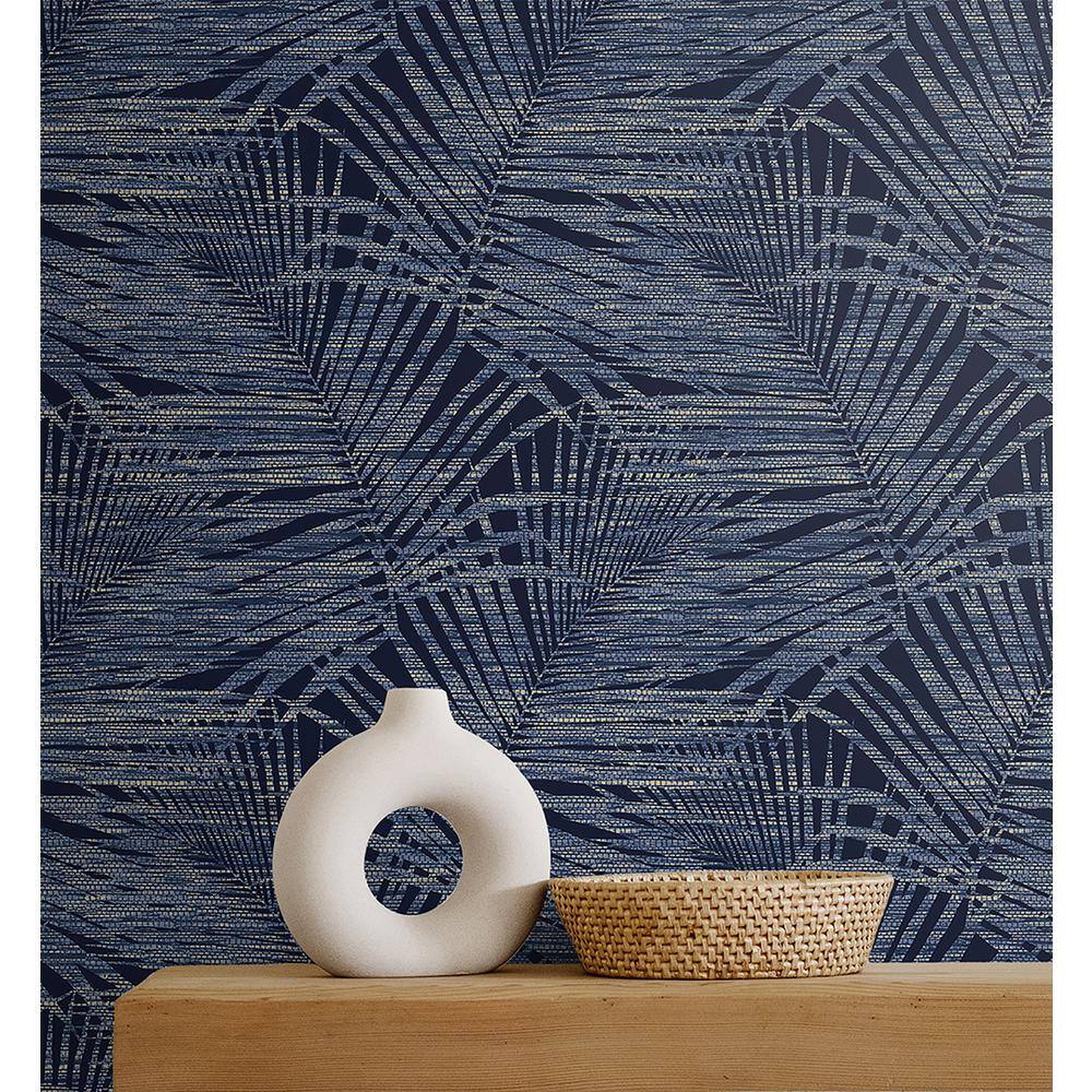 Indigo Vinyl Peel and Stick Tropical Wallpaper Roll