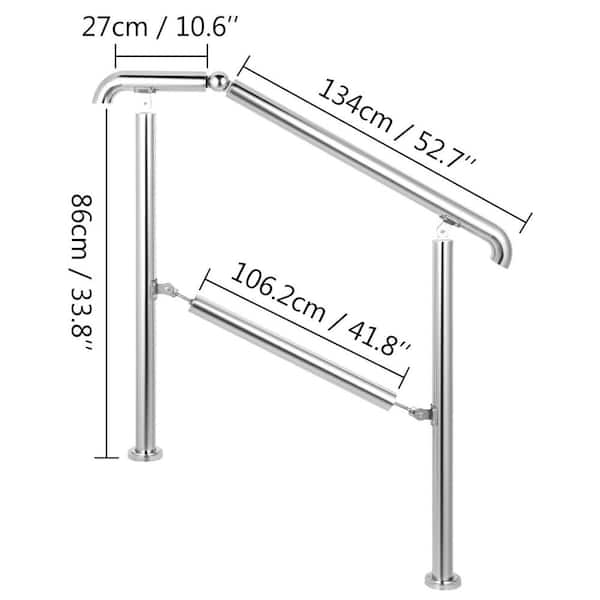 VEVOR Stainless Steel Handrail fit for Level Surface and 4 to 5 Adjustable  Stair Outdoor Step Railings 441 lb. Capacity BXGLTFS5BDLZ00001V0 - The Home  Depot