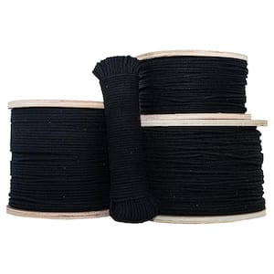 1/8 in. x 300 ft. Unglazed Black Cotton Polyester Braided Tie Line Rope