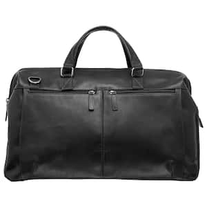 Buffalo Collection 20 in. x 10 in. x 13.5 in. (W x D x H) Black Leather Top Zipper 20 in. Carry on Duffel Bag