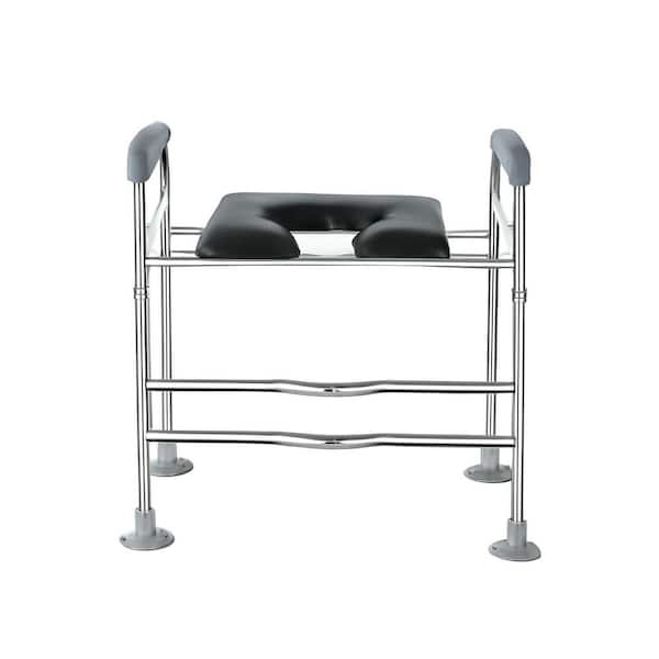 Height Adjustable Raised Toilet Seat with Handles and Wide Cushioned Seat for Seniors Disabled Pregnant Fits Any Toilet