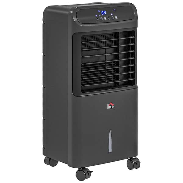 HOMCOM Black 32 in. Mobile Evaporative Air Conditioner 3-in-1 Ice Cooling Fan Water and Humidifier Remote 3.2 Gal. Water Tank