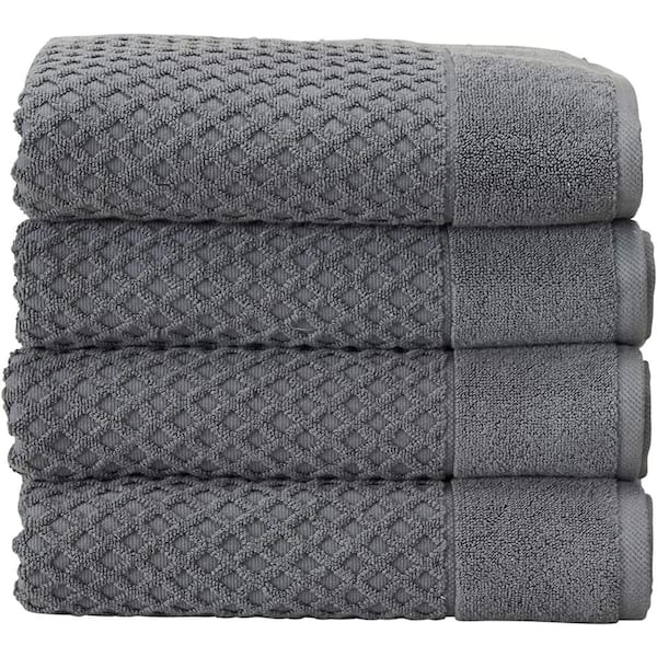 THE CLEAN STORE 100% Cotton Gray Diamond Bath Towels (4-Pack)