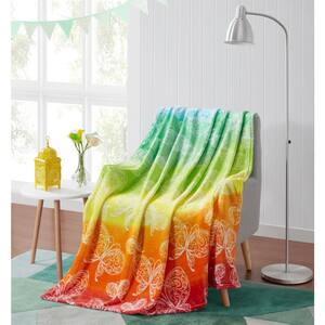 Rainbow Butterfly Plush Throw 50 in. x 60 in.