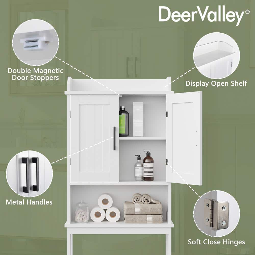 White MDF Over-the-Toilet Storage Cabinet with 3 Shelves