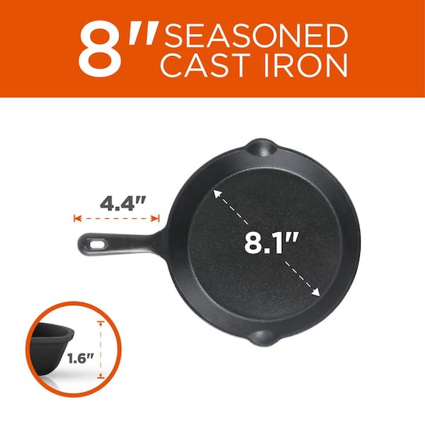 Commercial CHEF Pre-Seasoned 3-Piece Cast Iron Skillet Set CHCI03PK - The  Home Depot