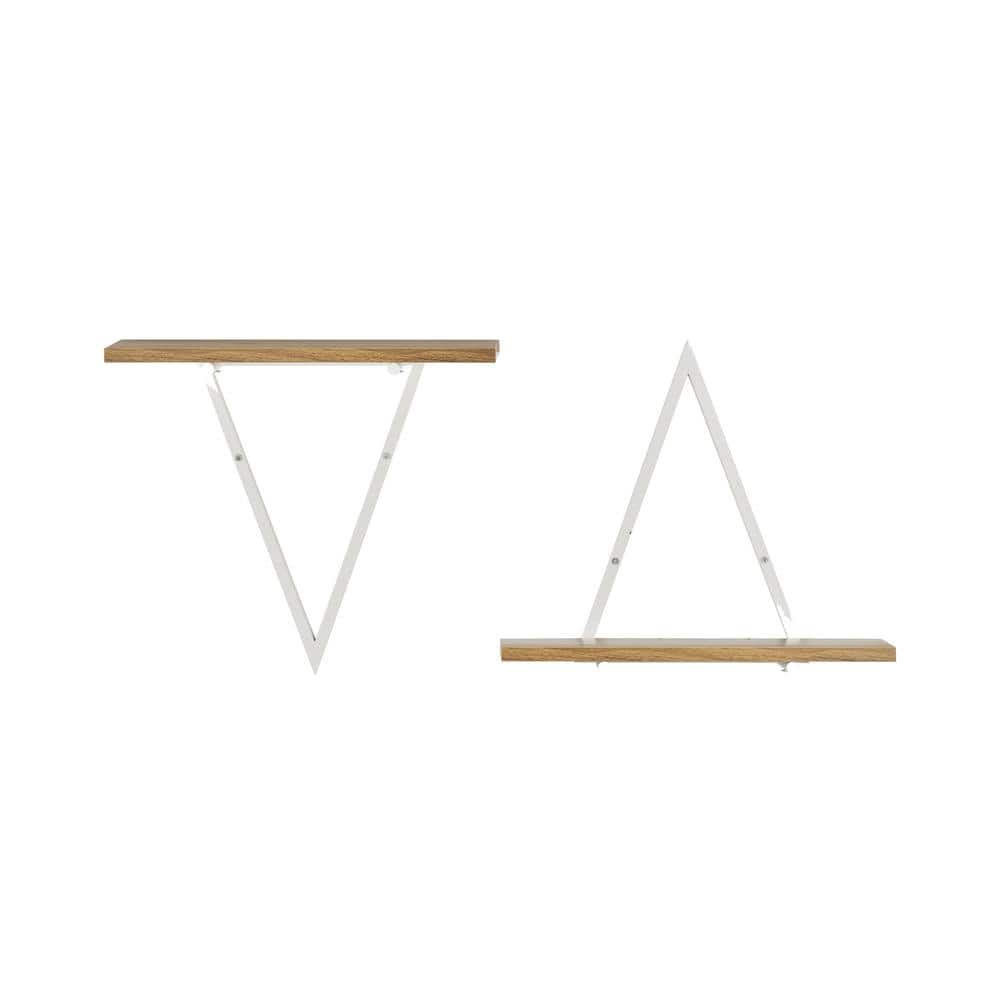 15.7 in. W x 5.4 in. D X 13.5 in. Triangle Decorative Wall Shelf - Reversible - White Metal with Walnut Finish Ledge price history on PriceWatchPro
