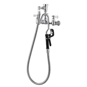 Commercial Wall Mounted Pot Filler Faucet with Advanced Spray in Polished Chrome